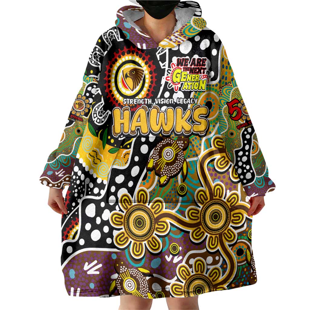 Personalised Hawks AFL Celebrating 50 Years of Naidoc Wearable Blanket Hoodie NAIDOC Week 2025 Aboriginal