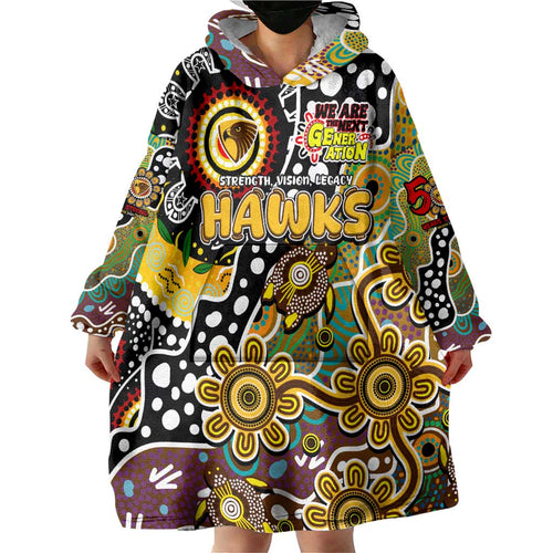 Personalised Hawks AFL Celebrating 50 Years of Naidoc Wearable Blanket Hoodie NAIDOC Week 2025 Aboriginal