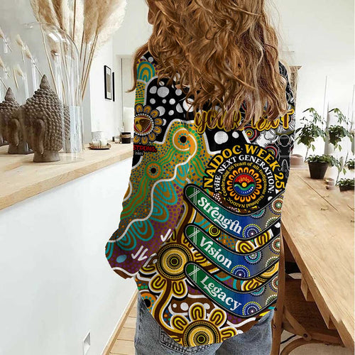 Personalised Hawks AFL Celebrating 50 Years of Naidoc Women Casual Shirt NAIDOC Week 2025 Aboriginal