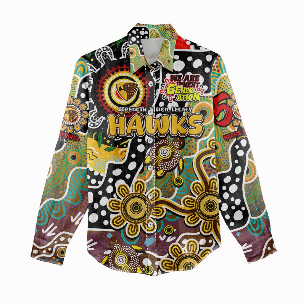 Personalised Hawks AFL Celebrating 50 Years of Naidoc Women Casual Shirt NAIDOC Week 2025 Aboriginal
