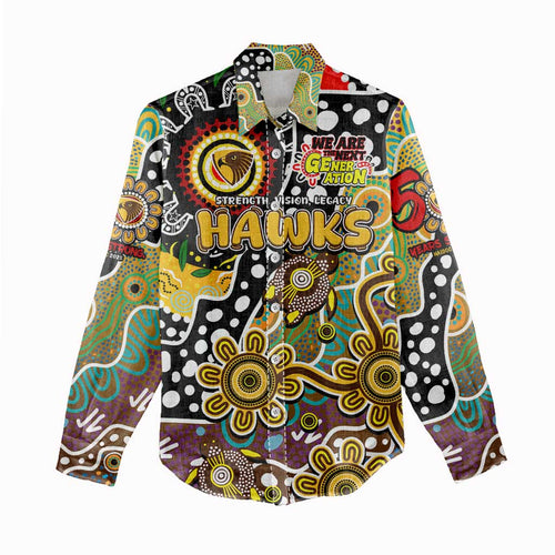 Personalised Hawks AFL Celebrating 50 Years of Naidoc Women Casual Shirt NAIDOC Week 2025 Aboriginal