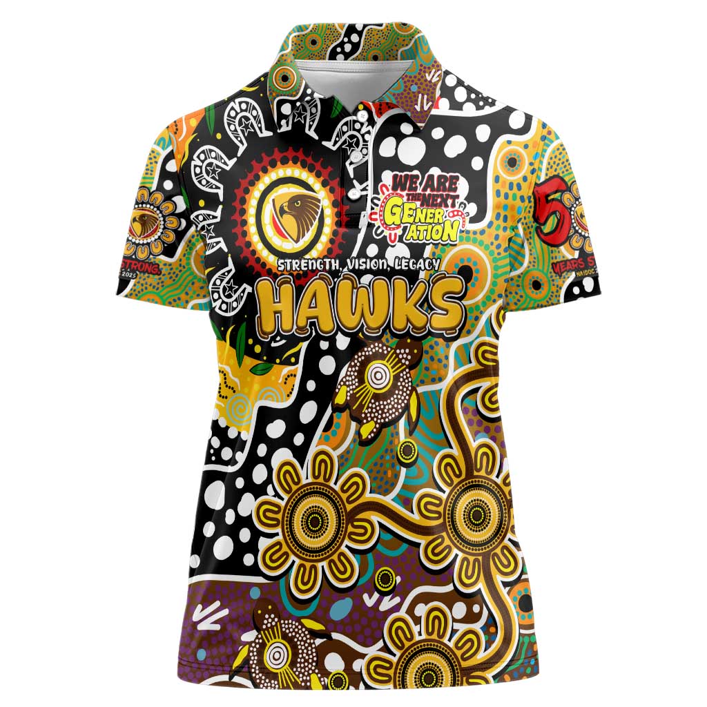 Personalised Hawks AFL Celebrating 50 Years of Naidoc Women Polo Shirt NAIDOC Week 2025 Aboriginal