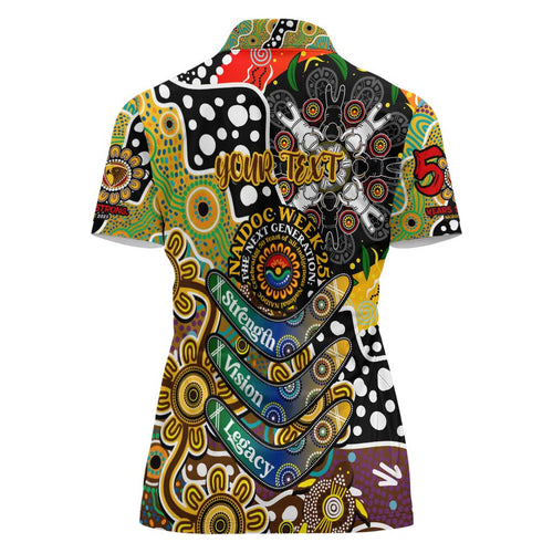 Personalised Hawks AFL Celebrating 50 Years of Naidoc Women Polo Shirt NAIDOC Week 2025 Aboriginal