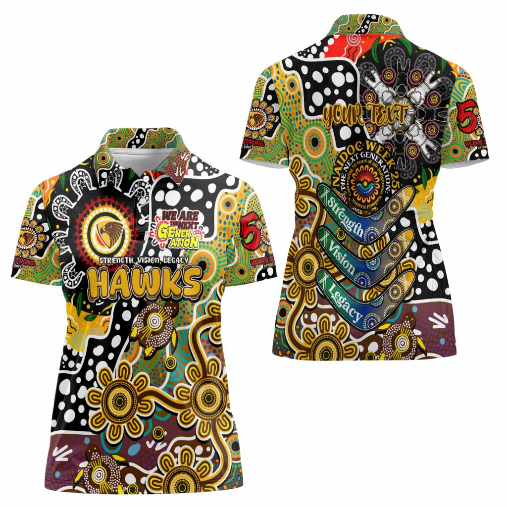 Personalised Hawks AFL Celebrating 50 Years of Naidoc Women Polo Shirt NAIDOC Week 2025 Aboriginal