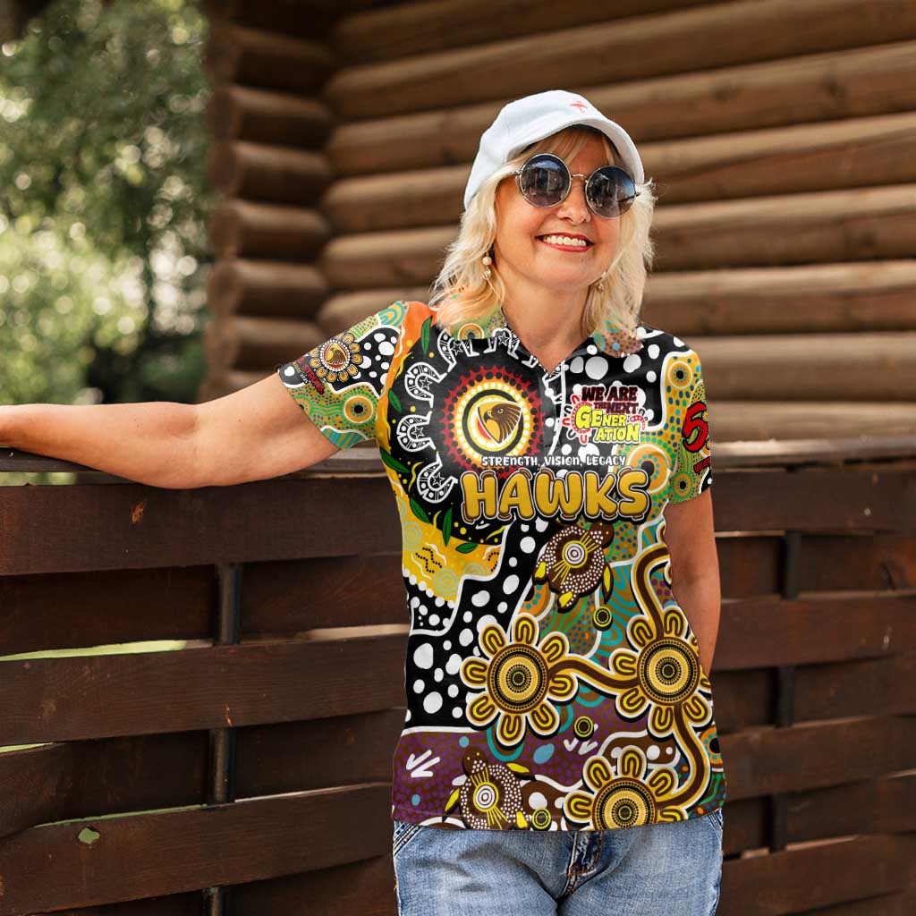 Personalised Hawks AFL Celebrating 50 Years of Naidoc Women Polo Shirt NAIDOC Week 2025 Aboriginal