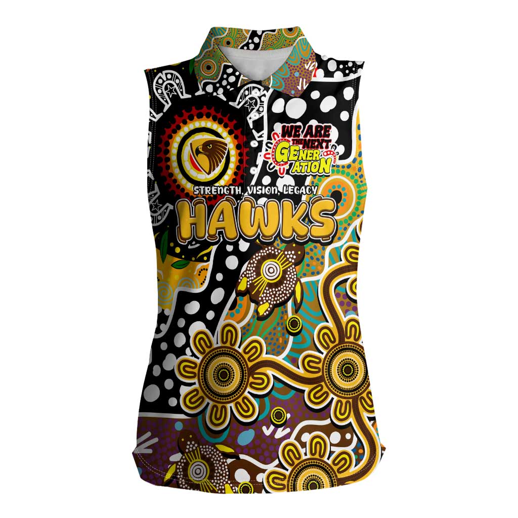 Personalised Hawks AFL Celebrating 50 Years of Naidoc Women Sleeveless Polo Shirt NAIDOC Week 2025 Aboriginal