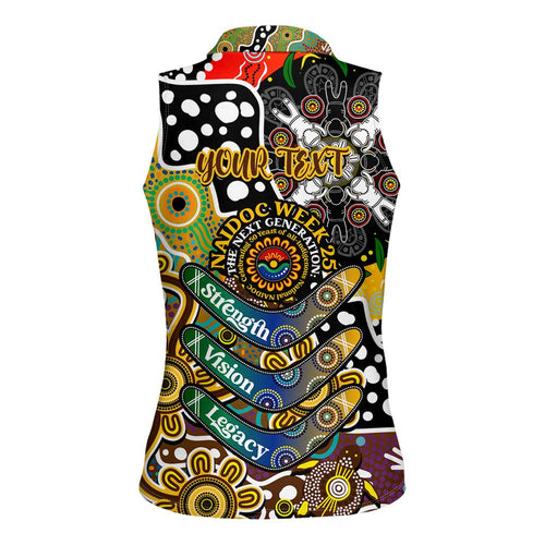 Personalised Hawks AFL Celebrating 50 Years of Naidoc Women Sleeveless Polo Shirt NAIDOC Week 2025 Aboriginal