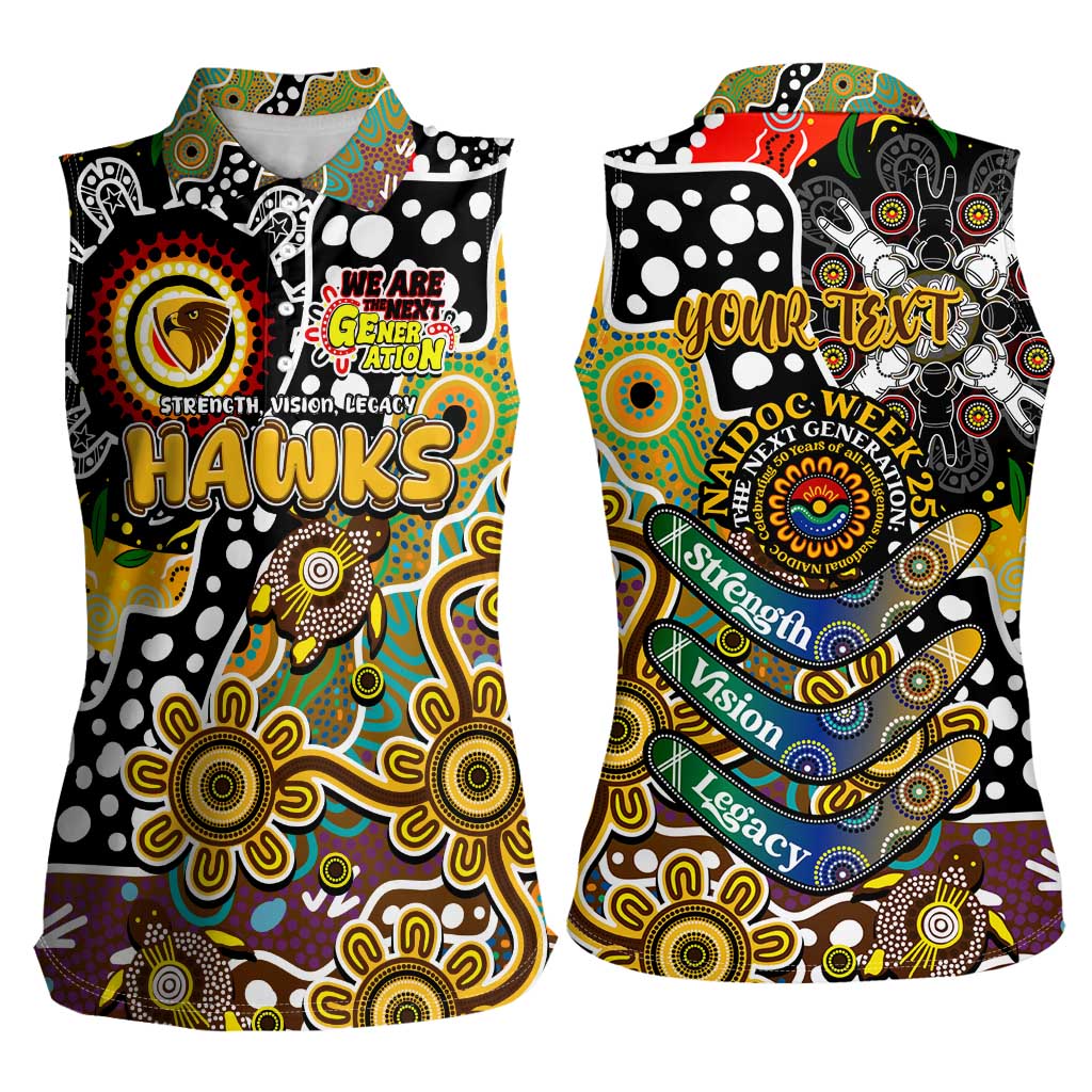Personalised Hawks AFL Celebrating 50 Years of Naidoc Women Sleeveless Polo Shirt NAIDOC Week 2025 Aboriginal