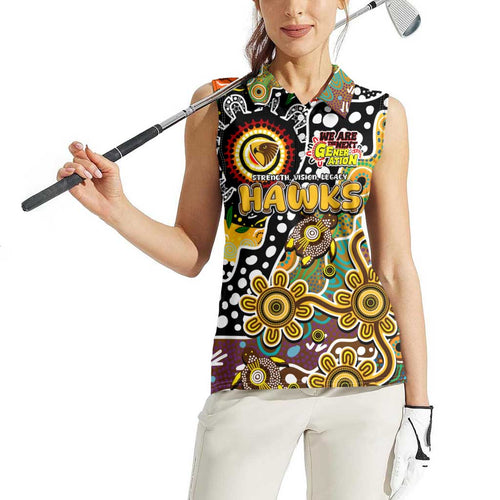 Personalised Hawks AFL Celebrating 50 Years of Naidoc Women Sleeveless Polo Shirt NAIDOC Week 2025 Aboriginal