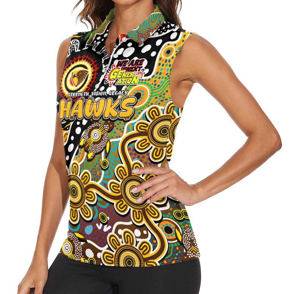 Personalised Hawks AFL Celebrating 50 Years of Naidoc Women Sleeveless Polo Shirt NAIDOC Week 2025 Aboriginal