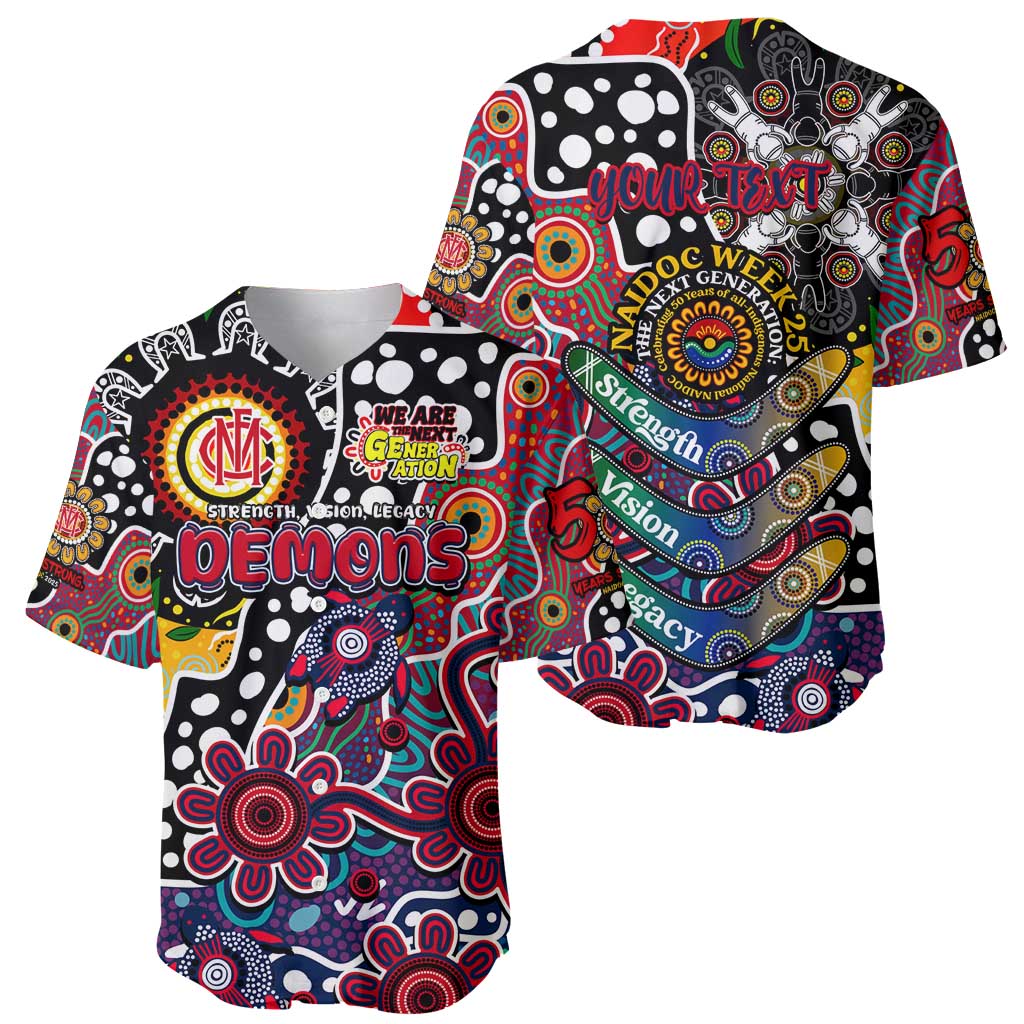 Personalised Demons AFL Celebrating 50 Years of Naidoc Baseball Jersey NAIDOC Week 2025 Aboriginal