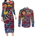 Personalised Demons AFL Celebrating 50 Years of Naidoc Couples Matching Long Sleeve Bodycon Dress and Long Sleeve Button Shirt NAIDOC Week 2025 Aboriginal