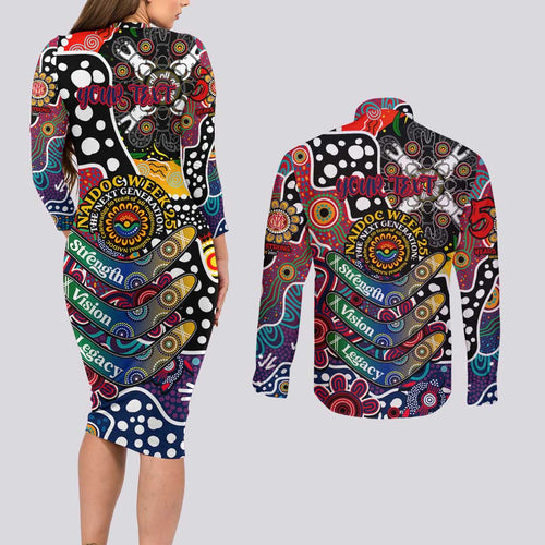 Personalised Demons AFL Celebrating 50 Years of Naidoc Couples Matching Long Sleeve Bodycon Dress and Long Sleeve Button Shirt NAIDOC Week 2025 Aboriginal