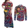 Personalised Demons AFL Celebrating 50 Years of Naidoc Couples Matching Off Shoulder Maxi Dress and Long Sleeve Button Shirt NAIDOC Week 2025 Aboriginal