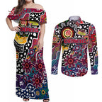 Personalised Demons AFL Celebrating 50 Years of Naidoc Couples Matching Off Shoulder Maxi Dress and Long Sleeve Button Shirt NAIDOC Week 2025 Aboriginal