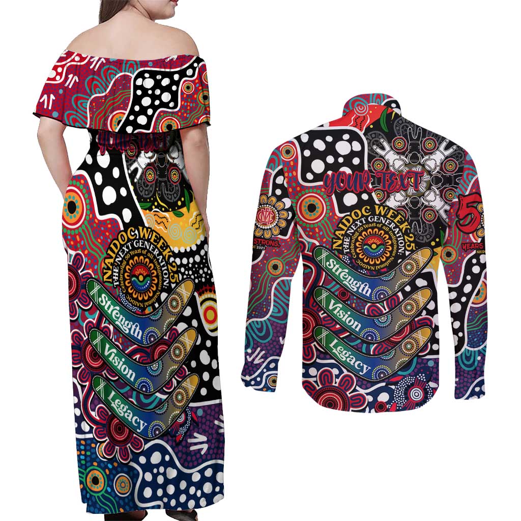 Personalised Demons AFL Celebrating 50 Years of Naidoc Couples Matching Off Shoulder Maxi Dress and Long Sleeve Button Shirt NAIDOC Week 2025 Aboriginal