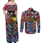 Personalised Demons AFL Celebrating 50 Years of Naidoc Couples Matching Off Shoulder Maxi Dress and Long Sleeve Button Shirt NAIDOC Week 2025 Aboriginal