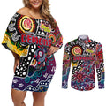 Personalised Demons AFL Celebrating 50 Years of Naidoc Couples Matching Off Shoulder Short Dress and Long Sleeve Button Shirt NAIDOC Week 2025 Aboriginal