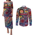 Personalised Demons AFL Celebrating 50 Years of Naidoc Couples Matching Puletasi and Long Sleeve Button Shirt NAIDOC Week 2025 Aboriginal