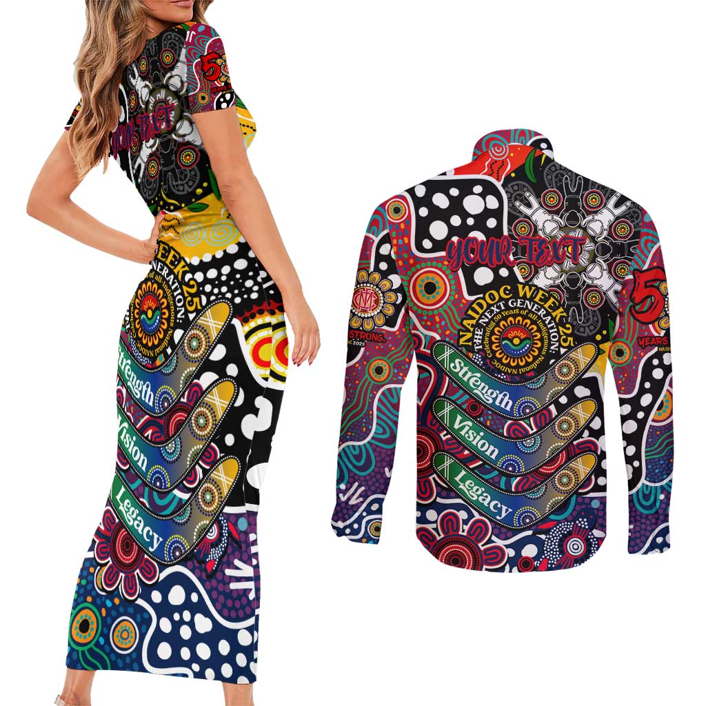 Personalised Demons AFL Celebrating 50 Years of Naidoc Couples Matching Short Sleeve Bodycon Dress and Long Sleeve Button Shirt NAIDOC Week 2025 Aboriginal