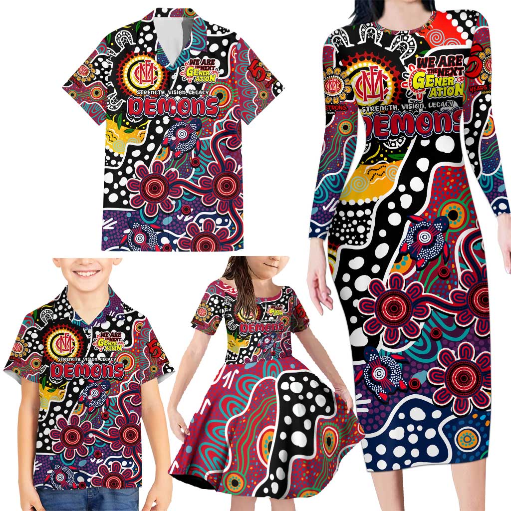 Personalised Demons AFL Celebrating 50 Years of Naidoc Family Matching Long Sleeve Bodycon Dress and Hawaiian Shirt NAIDOC Week 2025 Aboriginal