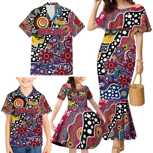 Personalised Demons AFL Celebrating 50 Years of Naidoc Family Matching Mermaid Dress and Hawaiian Shirt NAIDOC Week 2025 Aboriginal