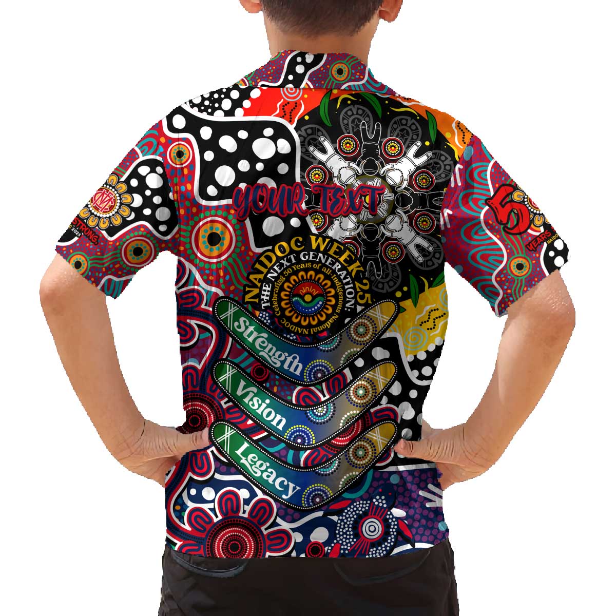 Personalised Demons AFL Celebrating 50 Years of Naidoc Family Matching Off The Shoulder Long Sleeve Dress and Hawaiian Shirt NAIDOC Week 2025 Aboriginal