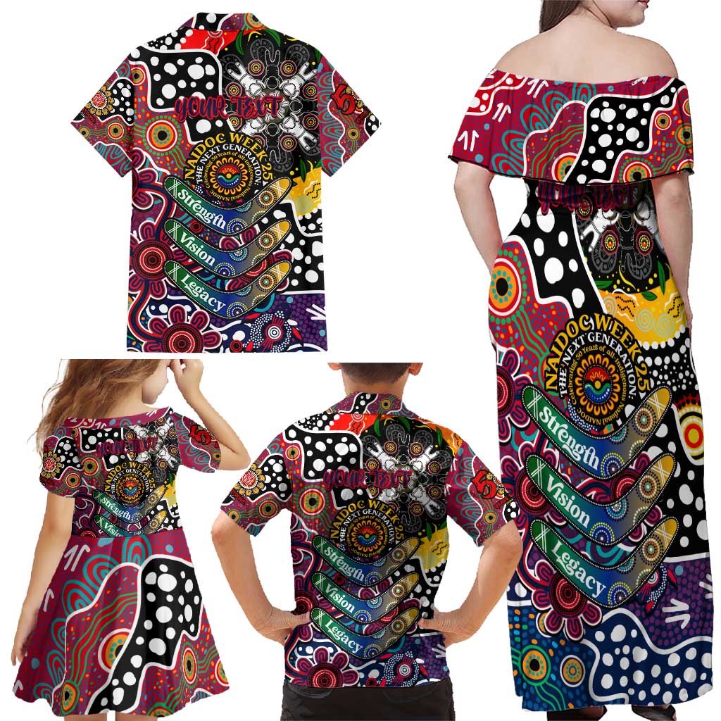 Personalised Demons AFL Celebrating 50 Years of Naidoc Family Matching Off Shoulder Maxi Dress and Hawaiian Shirt NAIDOC Week 2025 Aboriginal
