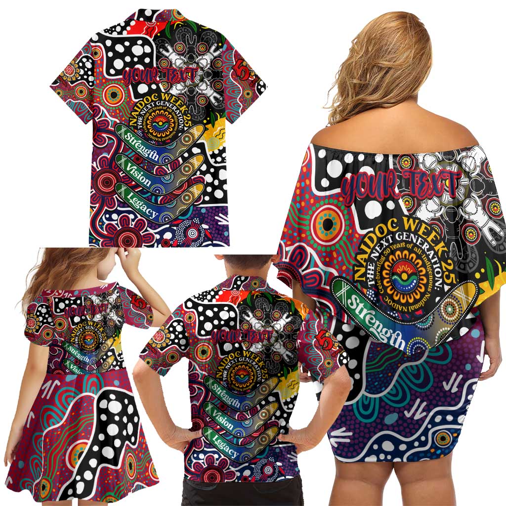 Personalised Demons AFL Celebrating 50 Years of Naidoc Family Matching Off Shoulder Short Dress and Hawaiian Shirt NAIDOC Week 2025 Aboriginal