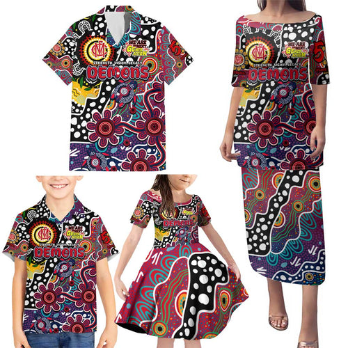 Personalised Demons AFL Celebrating 50 Years of Naidoc Family Matching Puletasi and Hawaiian Shirt NAIDOC Week 2025 Aboriginal