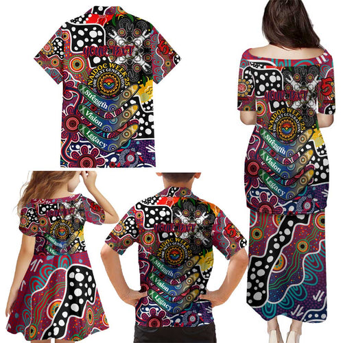 Personalised Demons AFL Celebrating 50 Years of Naidoc Family Matching Puletasi and Hawaiian Shirt NAIDOC Week 2025 Aboriginal