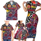 Personalised Demons AFL Celebrating 50 Years of Naidoc Family Matching Short Sleeve Bodycon Dress and Hawaiian Shirt NAIDOC Week 2025 Aboriginal