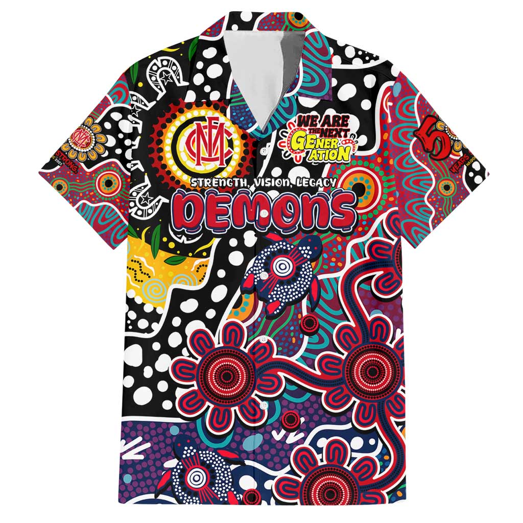 Personalised Demons AFL Celebrating 50 Years of Naidoc Family Matching Short Sleeve Bodycon Dress and Hawaiian Shirt NAIDOC Week 2025 Aboriginal
