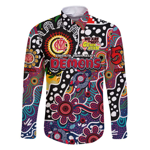 Personalised Demons AFL Celebrating 50 Years of Naidoc Family Matching Short Sleeve Bodycon Dress and Hawaiian Shirt NAIDOC Week 2025 Aboriginal