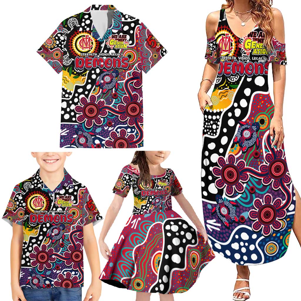 Personalised Demons AFL Celebrating 50 Years of Naidoc Family Matching Summer Maxi Dress and Hawaiian Shirt NAIDOC Week 2025 Aboriginal