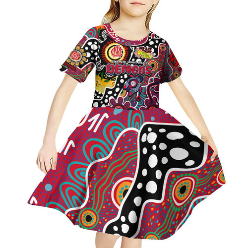 Personalised Demons AFL Celebrating 50 Years of Naidoc Kid Short Sleeve Dress NAIDOC Week 2025 Aboriginal