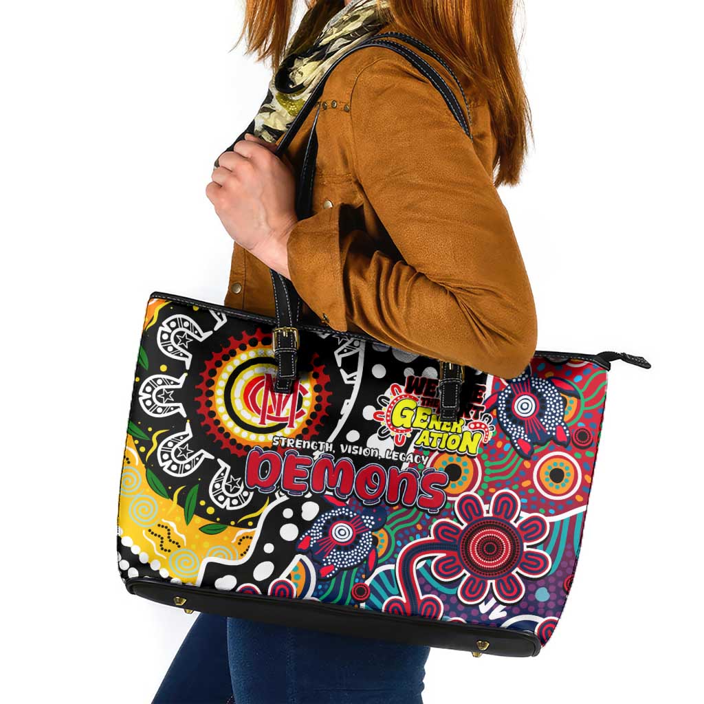 Demons AFL Celebrating 50 Years of Naidoc Leather Tote Bag NAIDOC Week 2025 Aboriginal