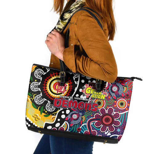 Demons AFL Celebrating 50 Years of Naidoc Leather Tote Bag NAIDOC Week 2025 Aboriginal