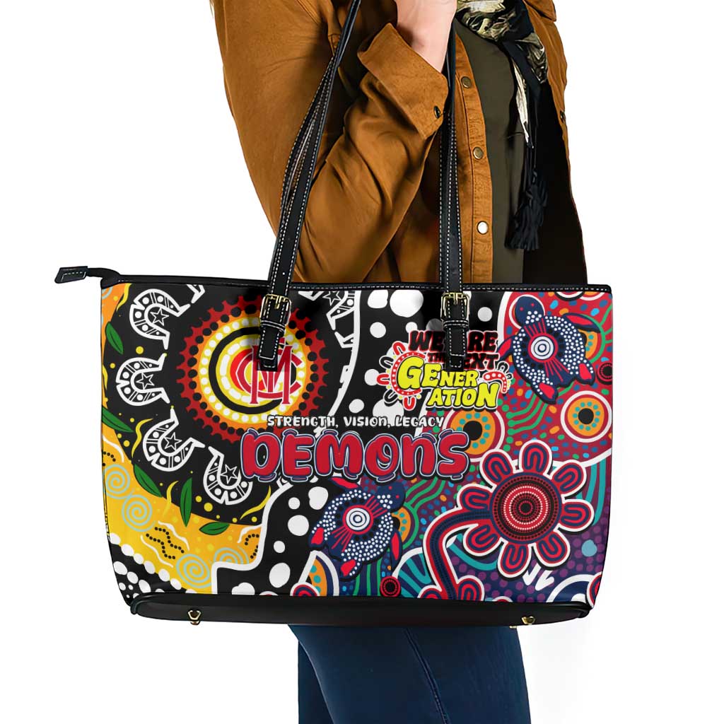 Demons AFL Celebrating 50 Years of Naidoc Leather Tote Bag NAIDOC Week 2025 Aboriginal