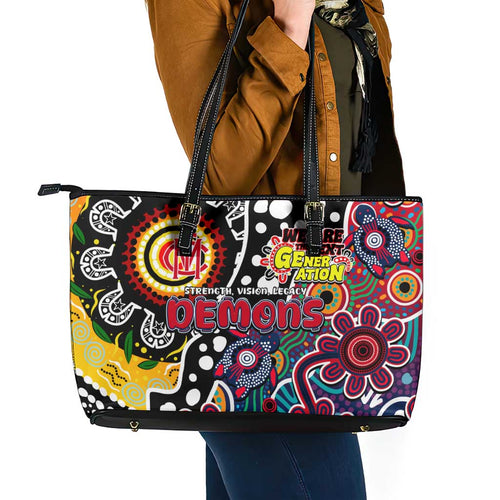 Demons AFL Celebrating 50 Years of Naidoc Leather Tote Bag NAIDOC Week 2025 Aboriginal