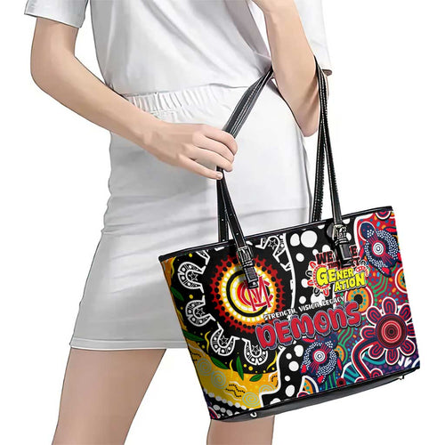 Demons AFL Celebrating 50 Years of Naidoc Leather Tote Bag NAIDOC Week 2025 Aboriginal