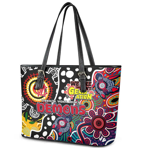 Demons AFL Celebrating 50 Years of Naidoc Leather Tote Bag NAIDOC Week 2025 Aboriginal