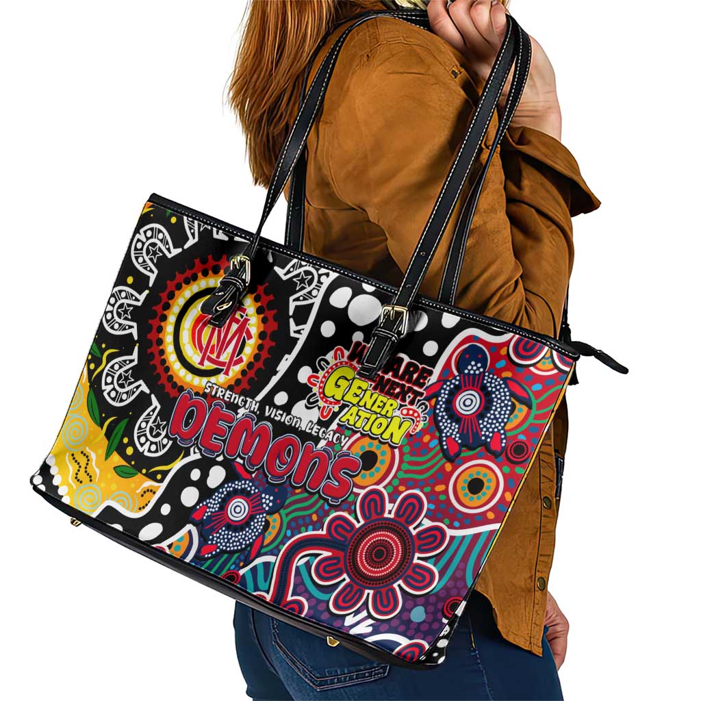 Demons AFL Celebrating 50 Years of Naidoc Leather Tote Bag NAIDOC Week 2025 Aboriginal