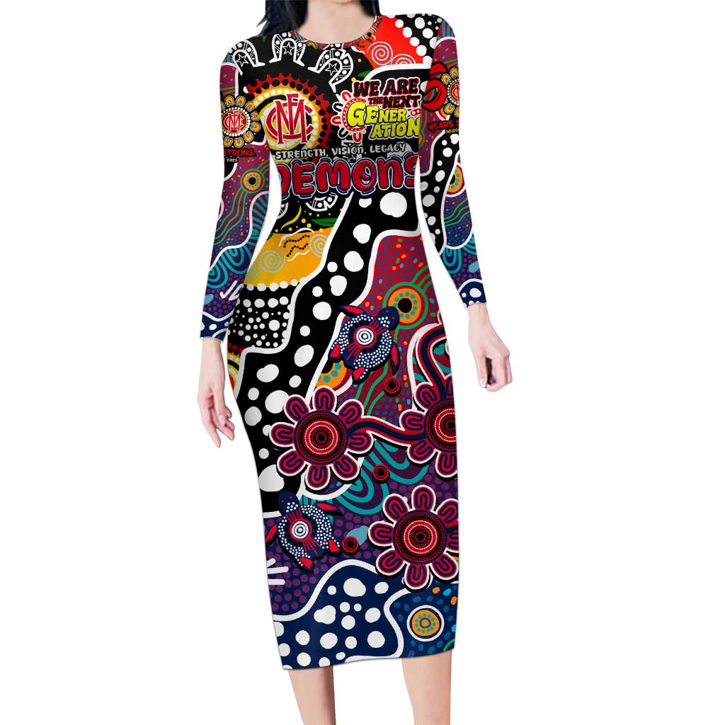 Personalised Demons AFL Celebrating 50 Years of Naidoc Long Sleeve Bodycon Dress NAIDOC Week 2025 Aboriginal