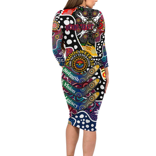 Personalised Demons AFL Celebrating 50 Years of Naidoc Long Sleeve Bodycon Dress NAIDOC Week 2025 Aboriginal