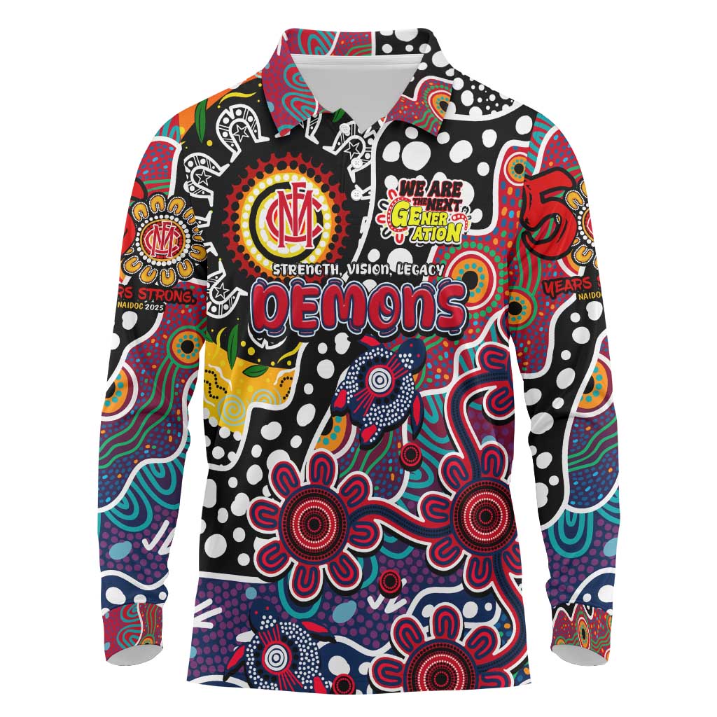Personalised Demons AFL Celebrating 50 Years of Naidoc Long Sleeve Polo Shirt NAIDOC Week 2025 Aboriginal