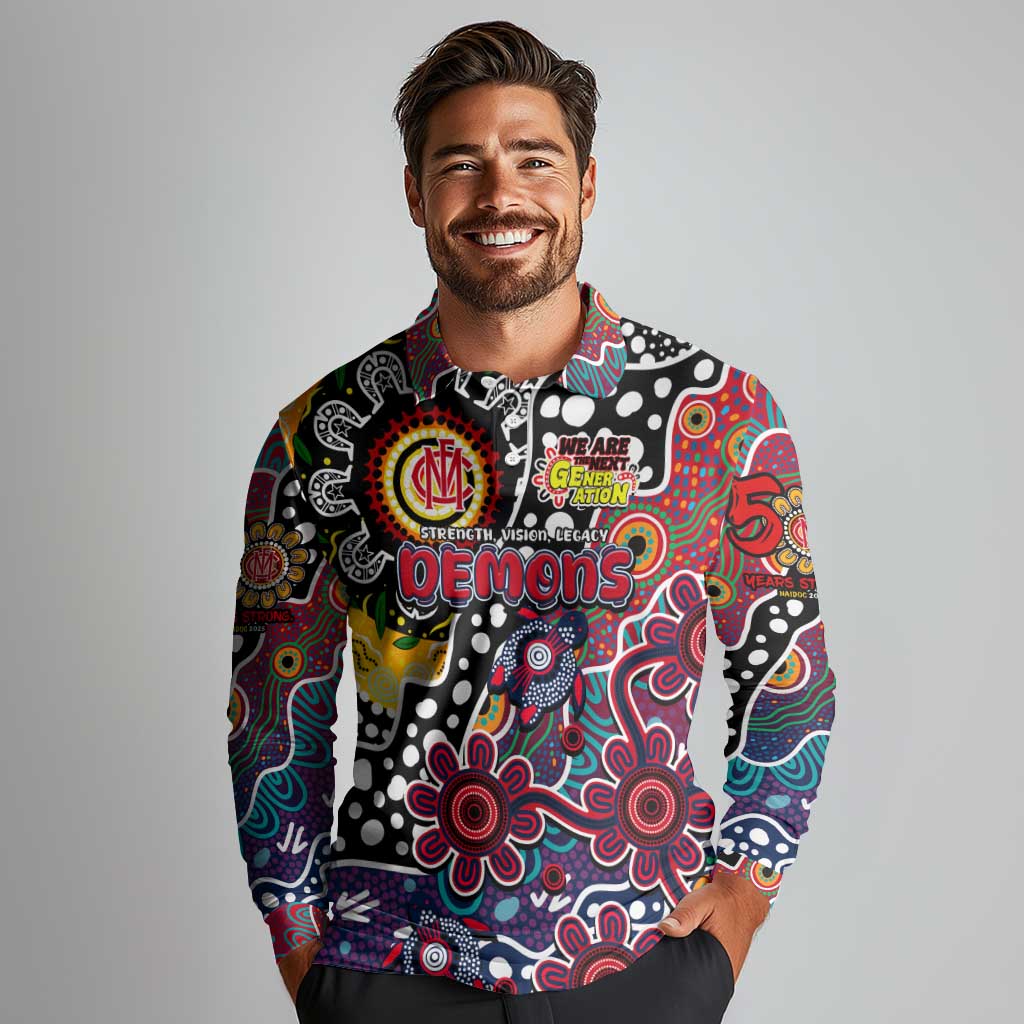 Personalised Demons AFL Celebrating 50 Years of Naidoc Long Sleeve Polo Shirt NAIDOC Week 2025 Aboriginal