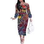 Personalised Demons AFL Celebrating 50 Years of Naidoc Off The Shoulder Long Sleeve Dress NAIDOC Week 2025 Aboriginal