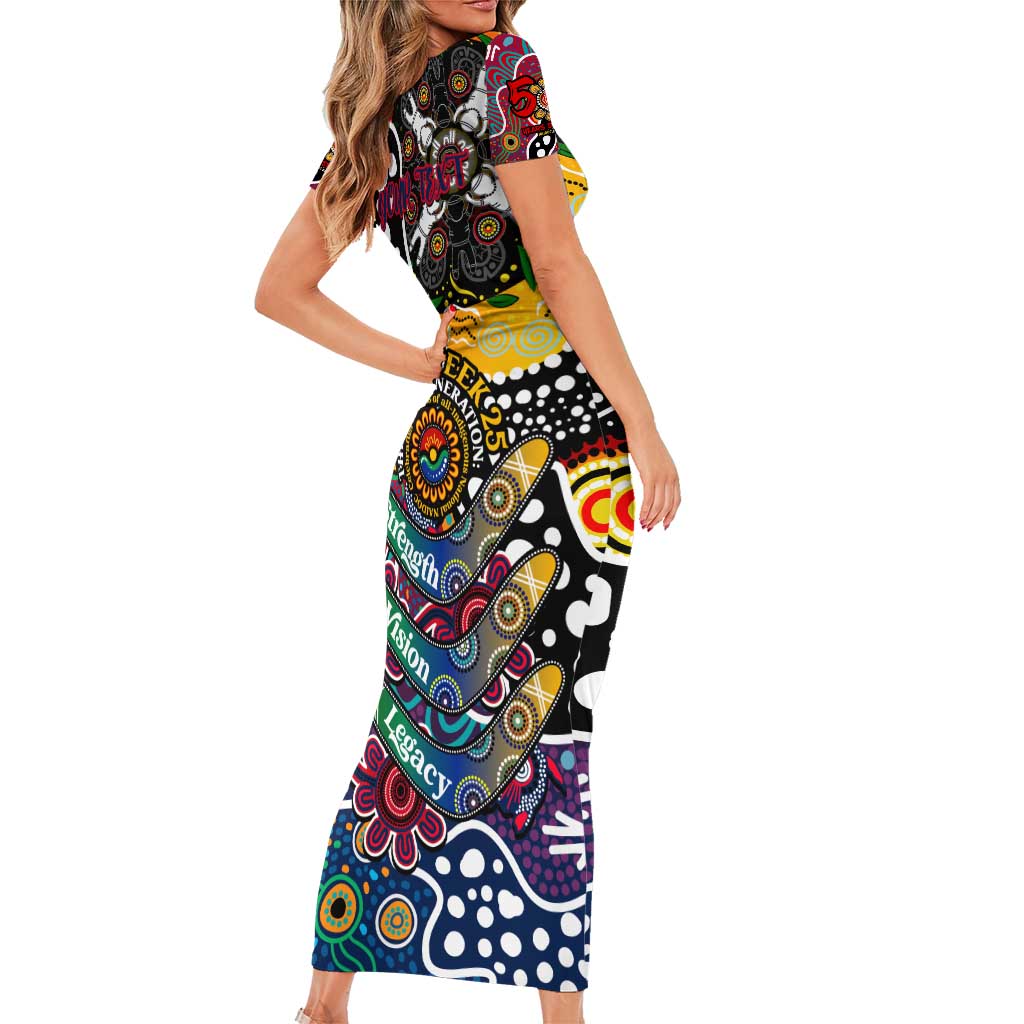 Personalised Demons AFL Celebrating 50 Years of Naidoc Short Sleeve Bodycon Dress NAIDOC Week 2025 Aboriginal