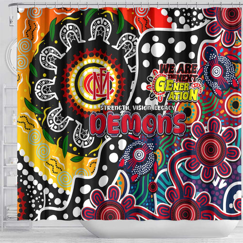 Demons AFL Celebrating 50 Years of Naidoc Shower Curtain NAIDOC Week 2025 Aboriginal